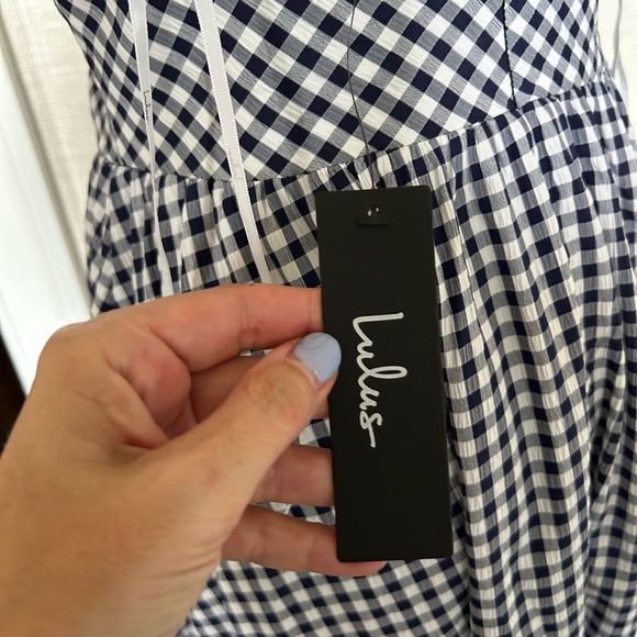 NWT Lulu’s navy gingham dress - Picture 10 of 13